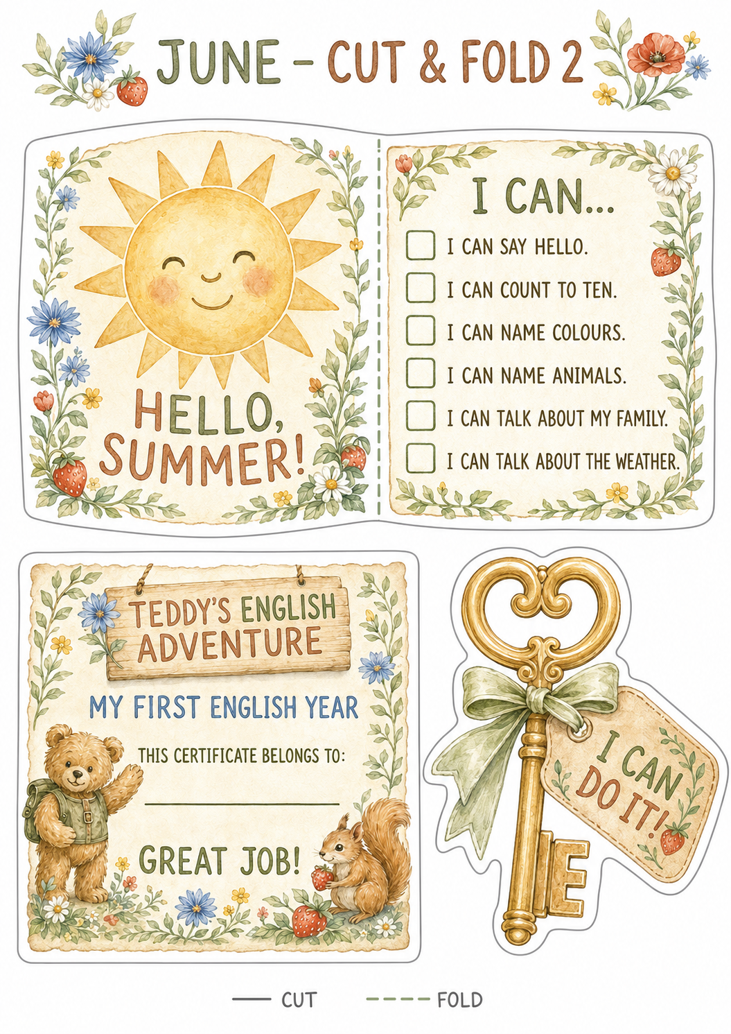 Teddy’s English Adventure – całoroczny lapbook dla klasy 1 (September–June)