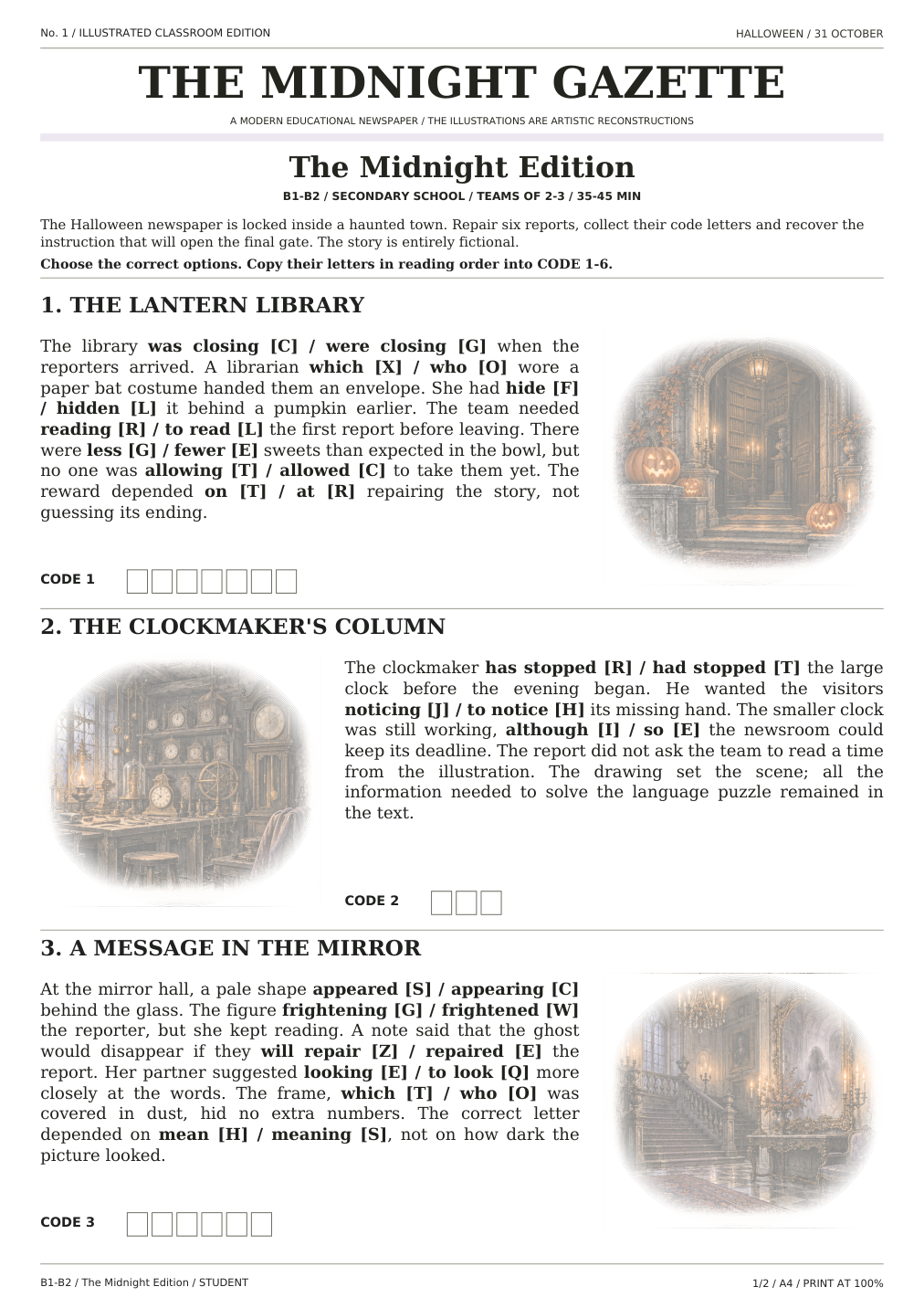 Halloween — The Midnight Edition, karta ucznia, strona 1 z 2