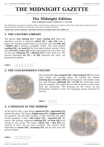 Halloween — The Midnight Edition, karta ucznia, strona 1 z 2