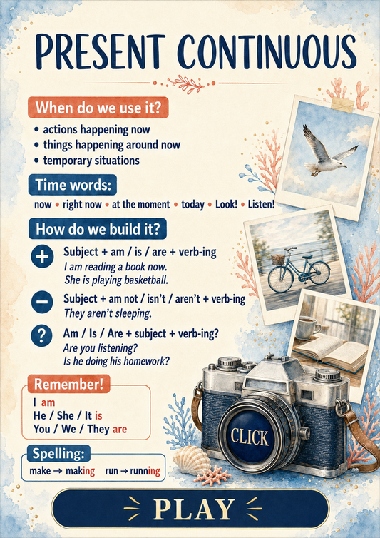 Darmowy interaktywny PDF – Present Continuous + escape room