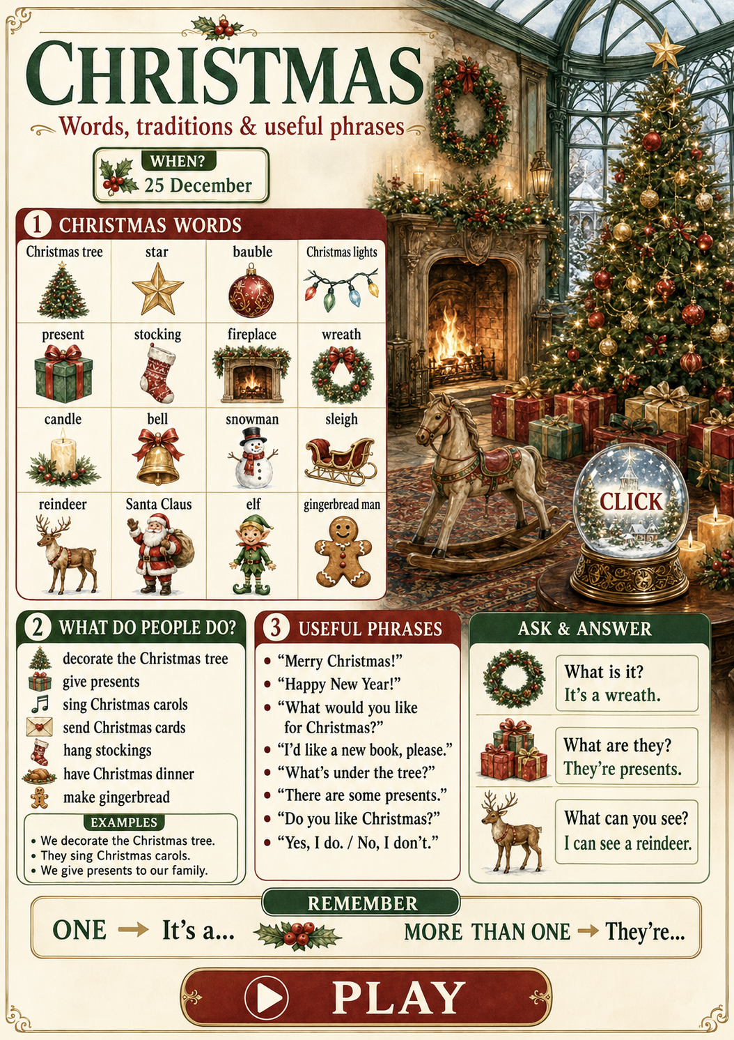 Darmowy interaktywny PDF – Christmas vocabulary + escape room
