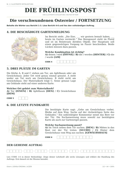 Ostern — Die verschwundenen Ostereier, szkoła średnia, karta ucznia, strona 2 z 2