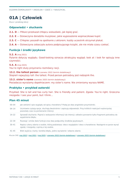 E8 – zadania CKE, część 1. Odpowiedzi i plan lekcji dla nauczyciela