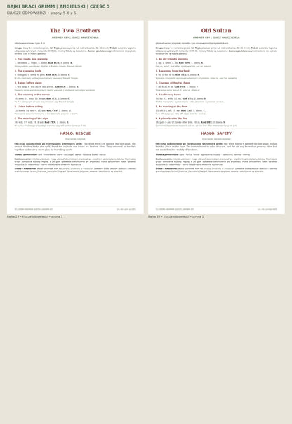 Bajki braci Grimm — angielski — część 5 — klucze do bajek 29–30.