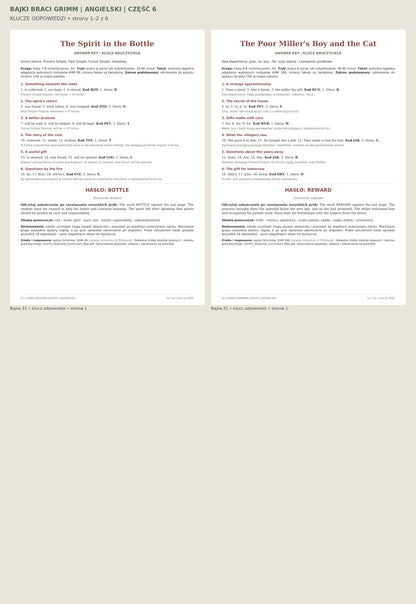 Bajki braci Grimm — angielski — część 6 — klucze do bajek 31–32.