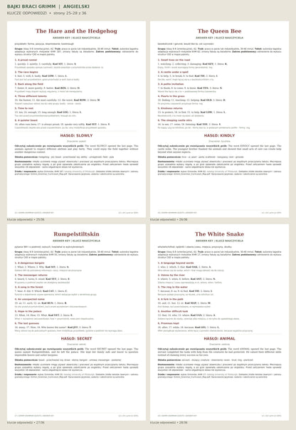 Część 5: Bajki braci Grimm — angielski — klucze odpowiedzi, strony 25–28 z 36.