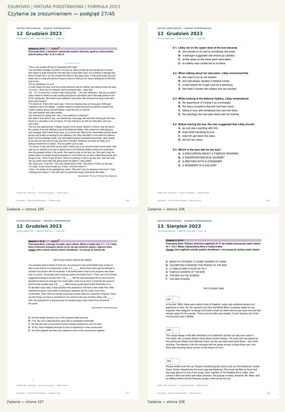 Czytanie ze zrozumieniem. Podgląd 27/45: Zadania — strona 105; Zadania — strona 106; Zadania — strona 107; Zadania — strona 108.