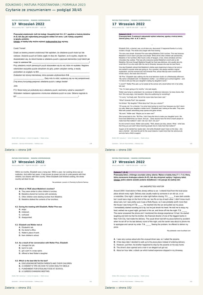 Czytanie ze zrozumieniem. Podgląd 38/45: Zadania — strona 149; Zadania — strona 150; Zadania — strona 151; Zadania — strona 152.