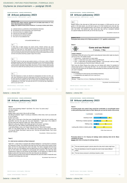 Czytanie ze zrozumieniem. Podgląd 39/45: Zadania — strona 153; Zadania — strona 154; Zadania — strona 155; Zadania — strona 156.
