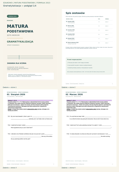 Gramatykalizacja. Podgląd 1/4: Zadania — strona 1; Zadania — strona 2; Zadania — strona 3; Zadania — strona 4.