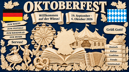 Oktoberfest – przykładowa kompozycja gazetki na granatowym tle