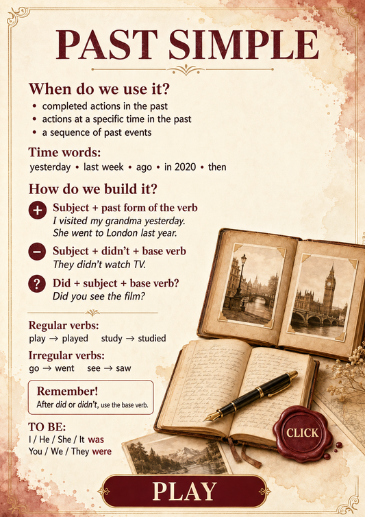 Darmowy interaktywny PDF – Past Simple + escape room