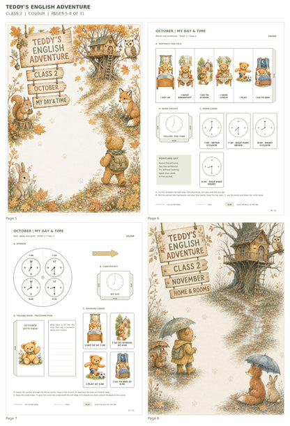 Teddy’s English Adventure – klasa 2, COLOUR. Podgląd stron 5–8 z 31; rzeczywiste strony PDF, po cztery na miniaturze.