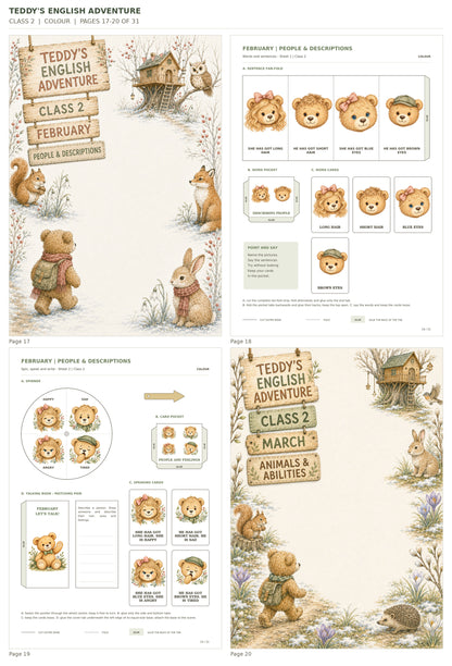 Teddy’s English Adventure – klasa 2, COLOUR. Podgląd stron 17–20 z 31; rzeczywiste strony PDF, po cztery na miniaturze.