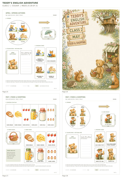Teddy’s English Adventure – klasa 2, COLOUR. Podgląd stron 25–28 z 31; rzeczywiste strony PDF, po cztery na miniaturze.
