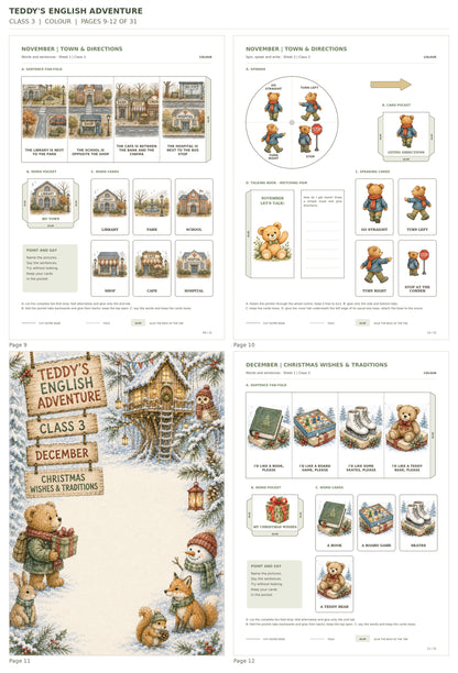Teddy’s English Adventure – klasa 3, COLOUR. Podgląd stron 9–12 z 31; rzeczywiste strony PDF, po cztery na miniaturze.