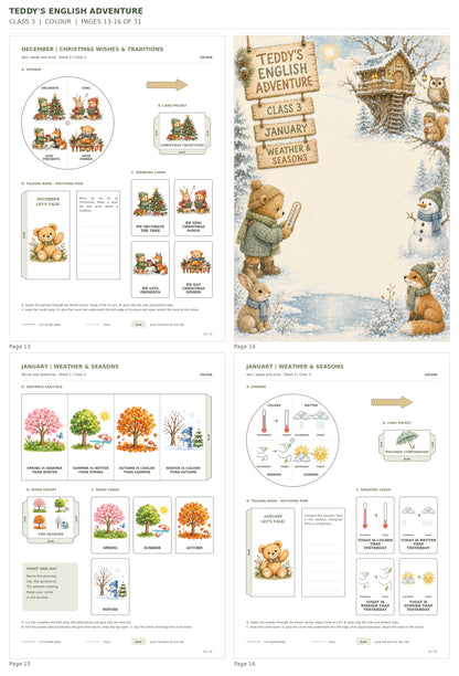 Teddy’s English Adventure – klasa 3, COLOUR. Podgląd stron 13–16 z 31; rzeczywiste strony PDF, po cztery na miniaturze.
