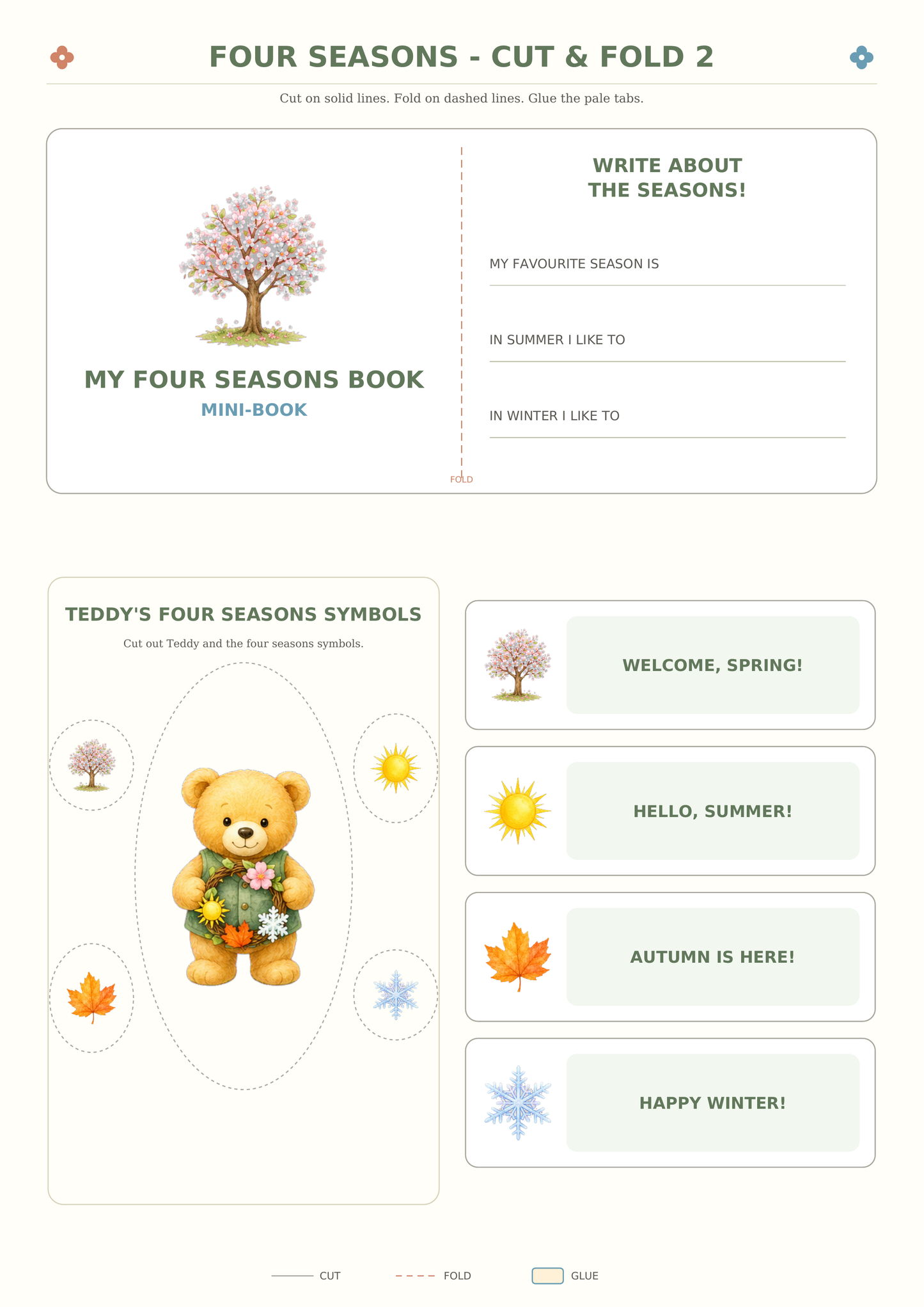 Teddy’s English Adventure – szkoła, pory roku, pogoda i wakacje (4 lapbooki PDF)