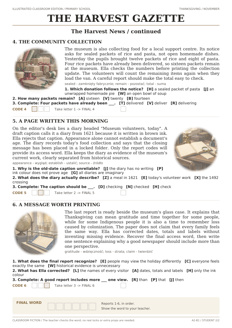 The Harvest News — karta pracy, strona 2 z 2