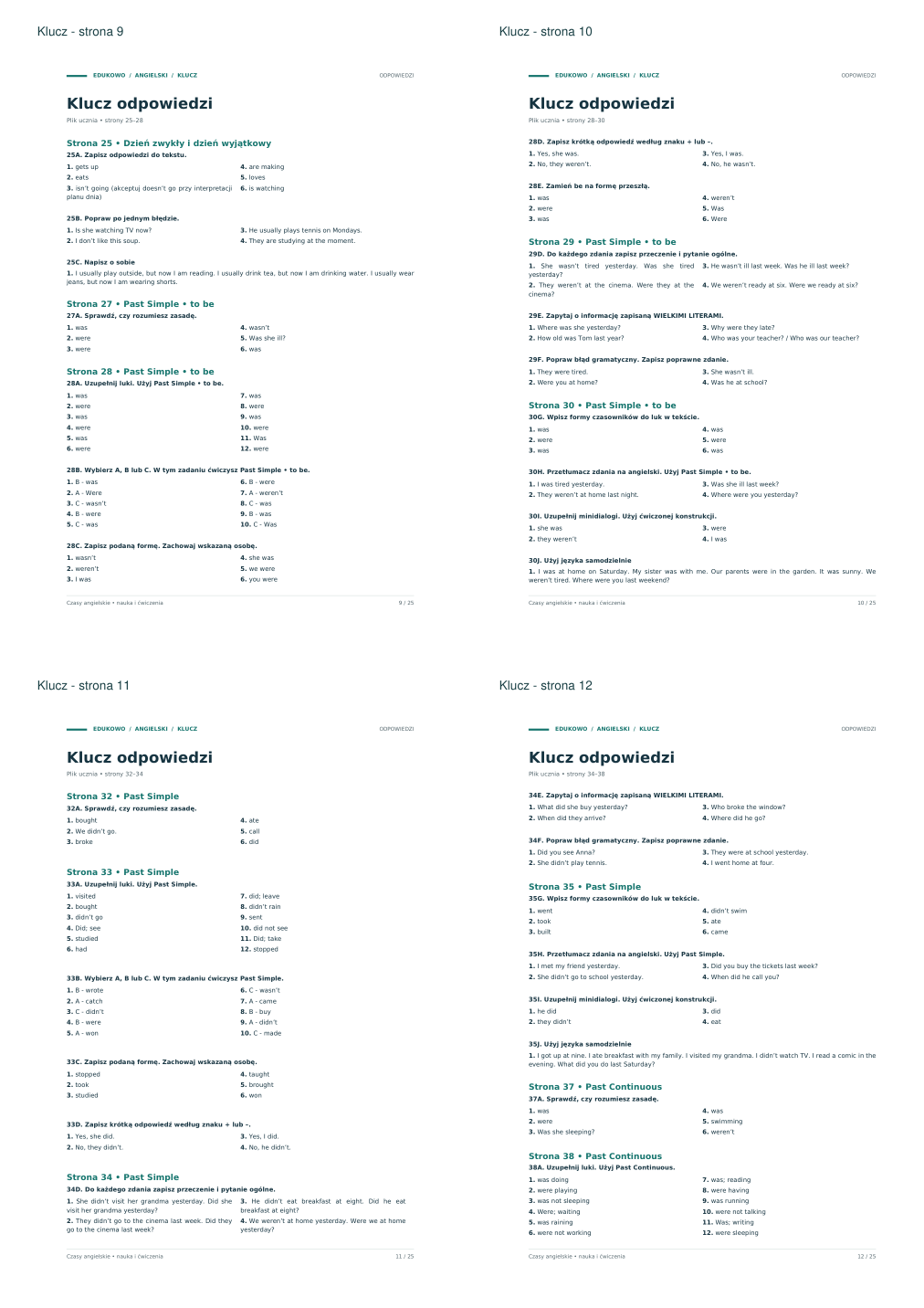 Czasy angielskie SP – klucz – podgląd stron 9–12 z 25