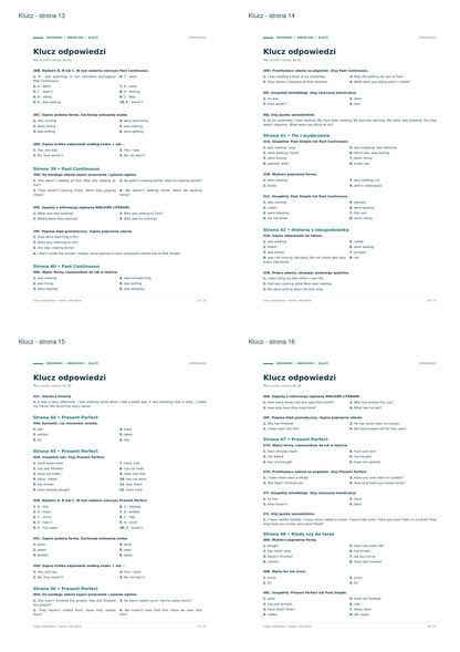 Czasy angielskie SP – klucz – podgląd stron 13–16 z 25