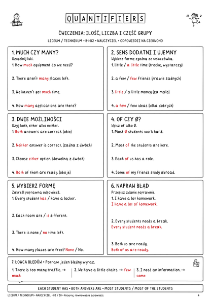 10 liceum quantifiers odpowiedzi