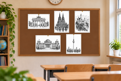 Niemcy – 5 stron A4 – wersja czarno-biała – gazetka z kartkami A4 pionowo i poziomo