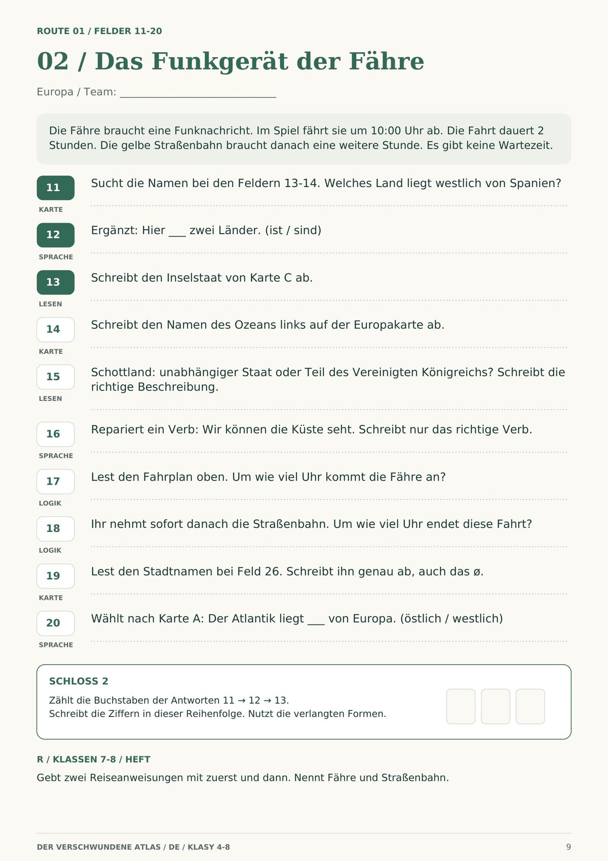 Escape room kontynenty DE, klasy 4-8, wersja fabularna, pełna strona 9 z 53