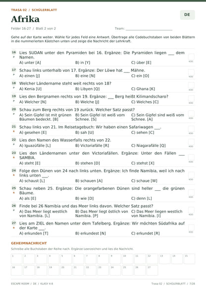 Escape room kontynenty DE, klasy 4-8, wersja klasyczna, pełna strona 7 z 28