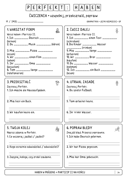Perfekt z haben – ćwiczenia ucznia
