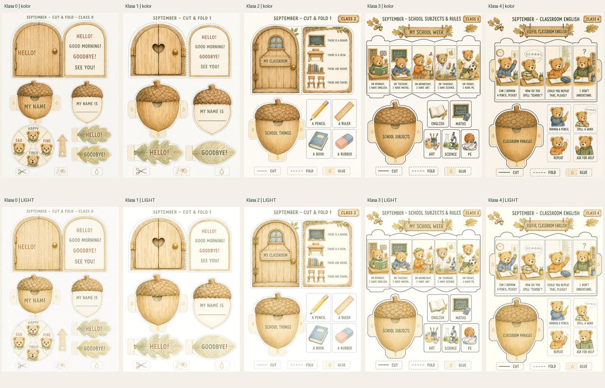 Teddy’s English Adventure – lapbooki dla klas 0–4, wersje standardowe i LIGHT